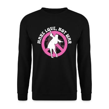 Hippie Peace Zeichen Frieden Blumen Blumenkind - Unisex Pullover - Schwarz - Vorne - Alina (178cm) & Michal (187cm)