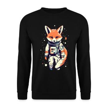 Cute Fox in Space - Astronaut Cartoon Design - Unisex Sweatshirt - black - Front - Alina (178cm) & Michal (187cm)