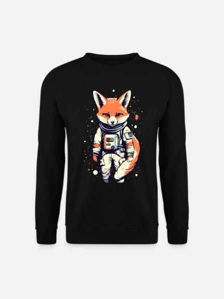 Süßer Fuchs im Weltraum - Astronaut Cartoon Design - Unisex Pullover - Schwarz