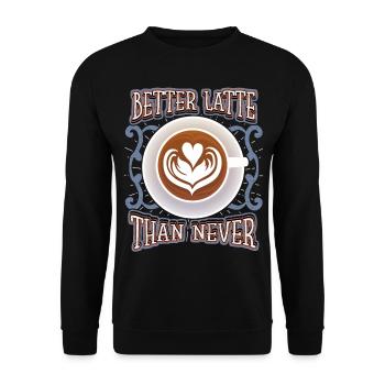 Kaffee Latte, lustiger Spruch, Pun Kaffeetrinker - Unisex Pullover - Schwarz - Vorne - Alina (178cm) & Michal (187cm)
