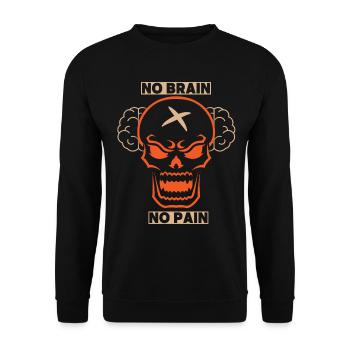 Skull, Skull, Brain, Brain funny saying - Unisex Sweatshirt - black - Front - Alina (178cm) & Michal (187cm)