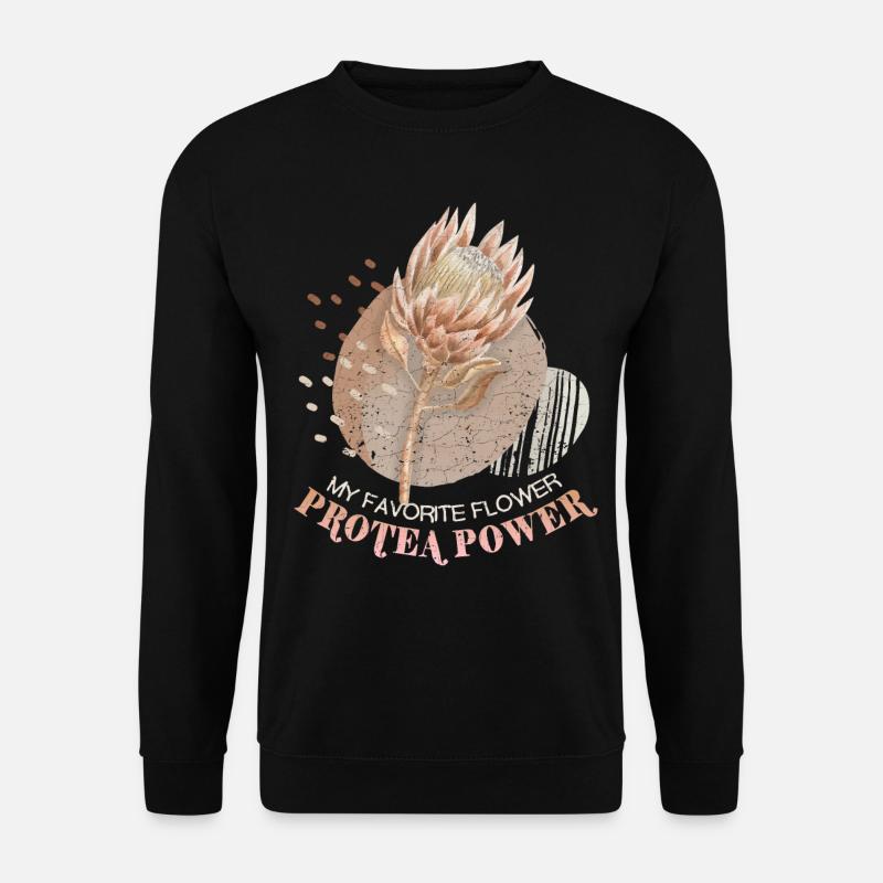 Protea, botanical illustration, saying - Unisex Sweatshirt - black