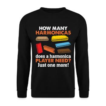 How Many Harmonicas Does A Harmonica Player Needs? - Unisex Pullover - Schwarz - Vorne - Alina (178cm) & Michal (187cm)