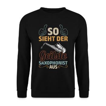 This Is What The Hottest Saxophonist Look Playing - Unisex Pullover - Schwarz - Vorne - Alina (178cm) & Michal (187cm)
