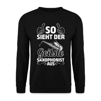 This Is What The Hottest Saxophonist Look Saxophon - Unisex Pullover - Schwarz - Vorne - Alina (178cm) & Michal (187cm)