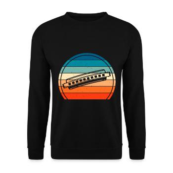 Sunset And Harmonica Harmonicist Music Instrument - Unisex Sweatshirt - black - Front - Alina (178cm) & Michal (187cm)