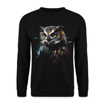 Owl Night Bird Bird Animal Gift Art - Unisex Sweatshirt - black - Front - Alina (178cm) & Michal (187cm)