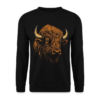 Bison Cadeau Animal Amoureux Animal Motif Animal - Sweat-shirt Unisexe - noir - Devant - Alina (178cm) & Michal (187cm)