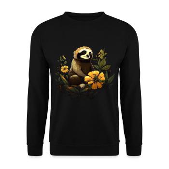 Paresseux Animal Cadeau Animal Motif Fleurs - Sweat-shirt Unisexe - noir - Devant - Alina (178cm) & Michal (187cm)