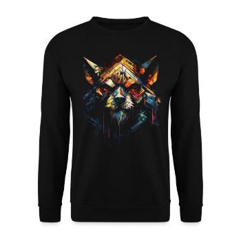 Bär Polygon Kunst Tier Geschenkidee Zoo Bunt Tiere - Unisex Pullover - Schwarz - Vorne - Alina (178cm) & Michal (187cm)