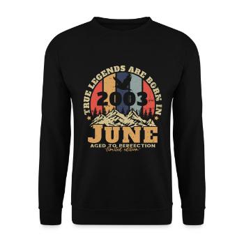 2003 Juin Vintage Nées En Juin 2003 Anniversaire - Sweat-shirt Unisexe - noir - Devant - Alina (178cm) & Michal (187cm)
