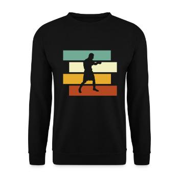 Boxen Retro - Unisex Pullover - Schwarz - Vorne - Alina (178cm) & Michal (187cm)