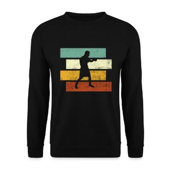 Boxen Retro - Unisex Pullover - Schwarz - Vorne - Alina (178cm) & Michal (187cm)