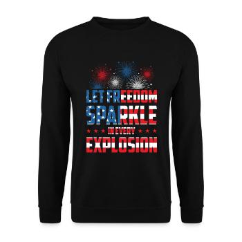 USA Independence Patriotic American Flag Fireworks - Unisex Sweatshirt - black - Front - Alina (178cm) & Michal (187cm)