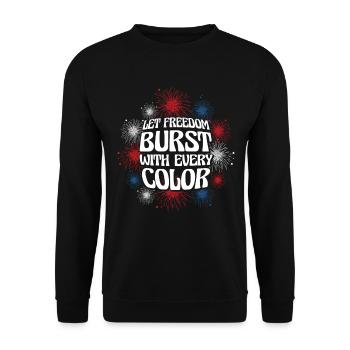 USA Independence Patriotic American Flag Fireworks - Unisex Sweatshirt - black - Front - Alina (178cm) & Michal (187cm)