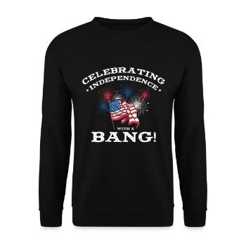 USA Independence Patriotic American Flag Fireworks - Unisex Sweatshirt - black - Front - Alina (178cm) & Michal (187cm)
