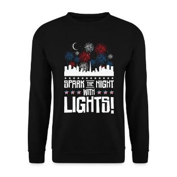 USA Independence Patriotic American Flag Fireworks - Unisex Sweatshirt - black - Front - Alina (178cm) & Michal (187cm)