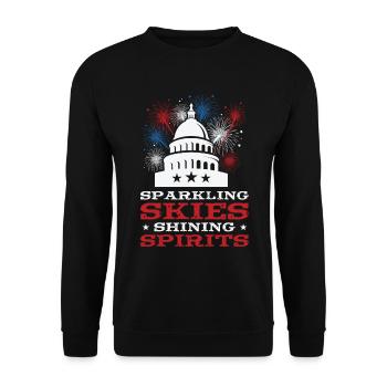 USA Independence Patriotic American Flag Fireworks - Unisex Sweatshirt - black - Front - Alina (178cm) & Michal (187cm)