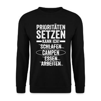 Wohnmobil Wohnwagen Camper Camping - Unisex Pullover - Schwarz - Vorne - Alina (178cm) & Michal (187cm)