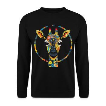 Giraffe Animal Africa Gift Animal Lover Zoo - Unisex Sweatshirt - black - Front - Alina (178cm) & Michal (187cm)