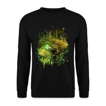 Art abstrait : carte mère de flux de données numériques - Sweat-shirt Unisexe - noir - Devant - Alina (178cm) & Michal (187cm)