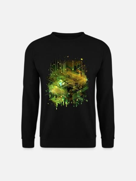 Abstrakte Kunst: Digitaler Datenstrom Mainboard - Unisex Pullover - Schwarz
