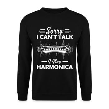 Sorry I Cant Talk I Play Harmonica Harmonica Instr - Unisex Sweatshirt - black - Front - Alina (178cm) & Michal (187cm)