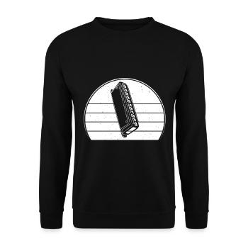 Retro Sunset Design The Harmonicist Music Playing - Unisex Sweatshirt - black - Front - Alina (178cm) & Michal (187cm)