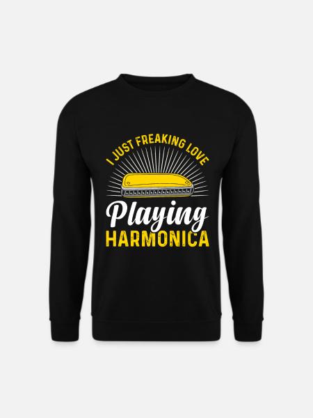 I Just Freaking Love Playing Harmonica Harmonicist - Unisex Pullover - Schwarz