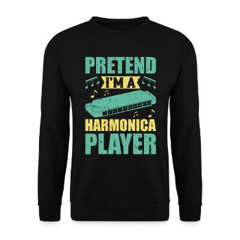 Faire semblant d’être un harmoniciste Harmoniciste Joueur - Sweat-shirt Unisexe - noir - Devant - Alina (178cm) & Michal (187cm)