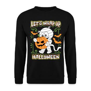Funny mummy with pumpkin pumpkin, Halloween saying - Unisex Sweatshirt - black - Front - Alina (178cm) & Michal (187cm)