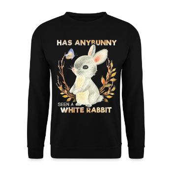 Lustiger Hase, Häschen Spruch, Pun, White-Rabbit - Unisex Pullover - Schwarz - Vorne - Alina (178cm) & Michal (187cm)