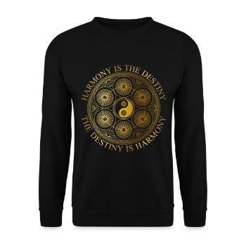 Yin-Yang Mandala Design Harmony Destiny - Unisex Sweatshirt - black - Front - Alina (178cm) & Michal (187cm)