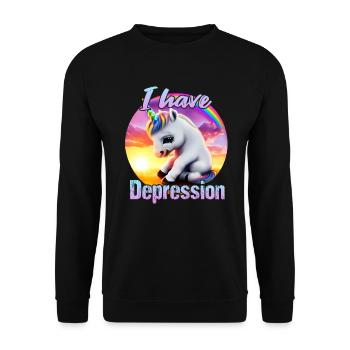 Depressed unicorn in sunset - Unisex Sweatshirt - black - Front - Alina (178cm) & Michal (187cm)