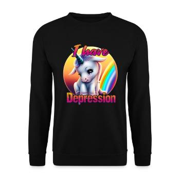 Licorne déprimée au coucher du soleil - Sweat-shirt Unisexe - noir - Devant - Alina (178cm) & Michal (187cm)