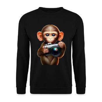 Little Monkey with Camera - Photographer Monkey - Unisex Sweatshirt - black - Front - Alina (178cm) & Michal (187cm)