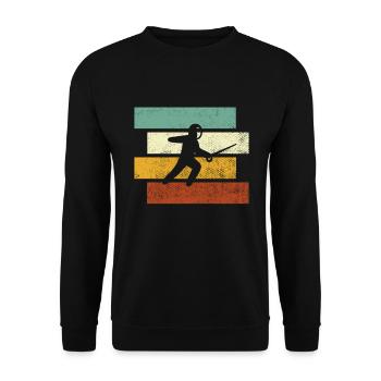Fechten Retro - Unisex Pullover - Schwarz - Vorne - Alina (178cm) & Michal (187cm)