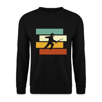 Fechten Retro - Unisex Pullover - Schwarz - Vorne - Alina (178cm) & Michal (187cm)