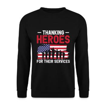 USA Unabhängigkeit Militärische Helden Soldat - Unisex Pullover - Schwarz - Vorne - Alina (178cm) & Michal (187cm)