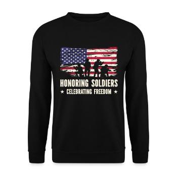 USA Independence Military Heroes Soldier Freedom - Unisex Sweatshirt - black - Front - Alina (178cm) & Michal (187cm)