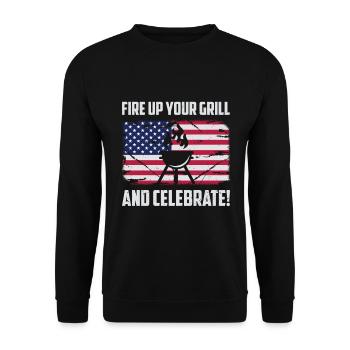 Barbecue de l’indépendance des États-Unis Drapeau américain - Sweat-shirt Unisexe - noir - Devant - Alina (178cm) & Michal (187cm)