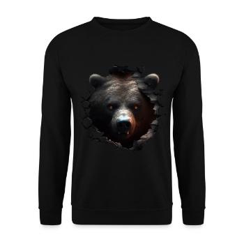 Bär Wand Loch Tasche Tier Geschenk Tiermotiv Tiere - Unisex Pullover - Schwarz - Vorne - Alina (178cm) & Michal (187cm)