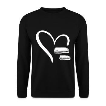 Two Harmonicas In a Heart Harmonicas Harmonicist I - Unisex Pullover - Schwarz - Vorne - Alina (178cm) & Michal (187cm)