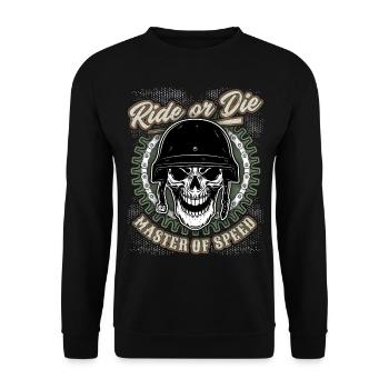 Skull biker skull with helmet, motorcyclist - Unisex Sweatshirt - black - Front - Alina (178cm) & Michal (187cm)