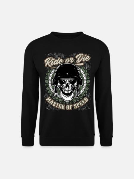 Totenkopf Biker-Skull mit Helm, Motorradfahrer - Unisex Pullover - Schwarz