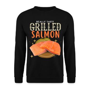 Salmon, Salmon, Salmon Steak Grilled Salmon - Unisex Sweatshirt - black - Front - Alina (178cm) & Michal (187cm)