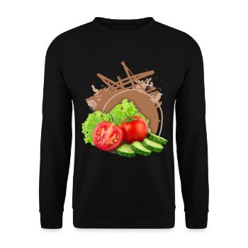 Gemischter Salat mit Tomaten Gemüse Vegan-Design - Unisex Pullover - Schwarz - Vorne - Alina (178cm) & Michal (187cm)