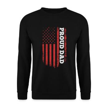 Proud Dad - Fathers Day USA Flag Happy Fathers Day - Unisex Pullover - Schwarz - Vorne - Alina (178cm) & Michal (187cm)