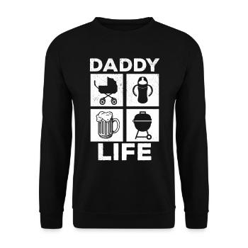 Daddy Life - Griller à la bière Bébé Première fête des pères - Sweat-shirt Unisexe - noir - Devant - Alina (178cm) & Michal (187cm)