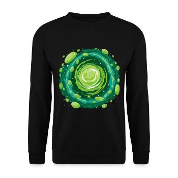 Cooles Grünes Sci-Fi Cartoon Portal für Zeitreisen - Unisex Pullover - Schwarz - Vorne - Alina (178cm) & Michal (187cm)